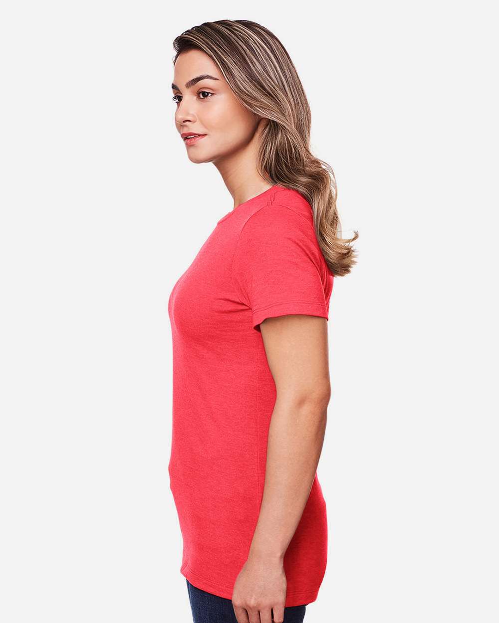 Women's Softstyle® CVC T-Shirt - OnModelSide - B00360703 - Red Mist