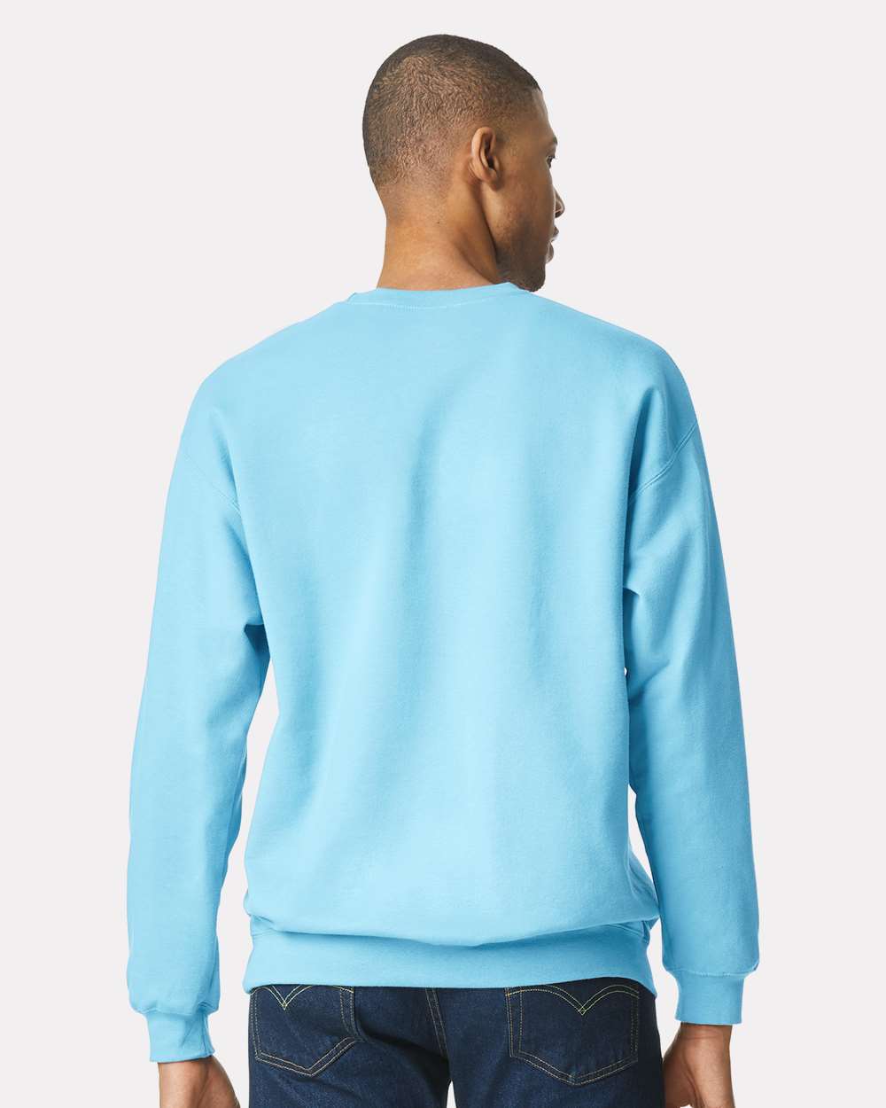 Unisex Softstyle® Midweight Crewneck Sweatshirt - OnModelBack - B24060253 - Sky