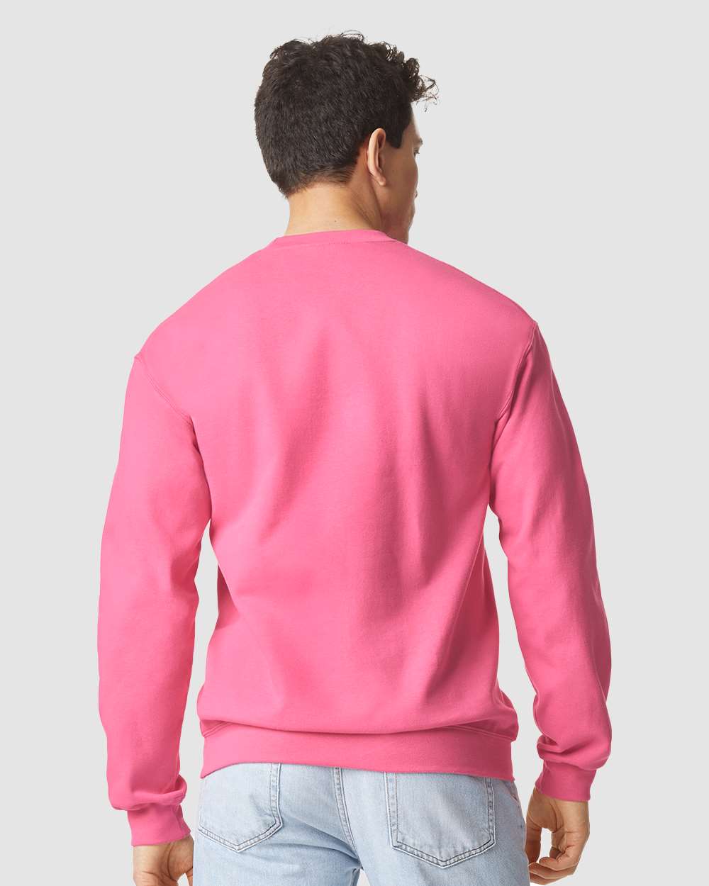 Unisex Softstyle® Midweight Crewneck Sweatshirt - OnModelBack - B24060303 - Pink Lemonade