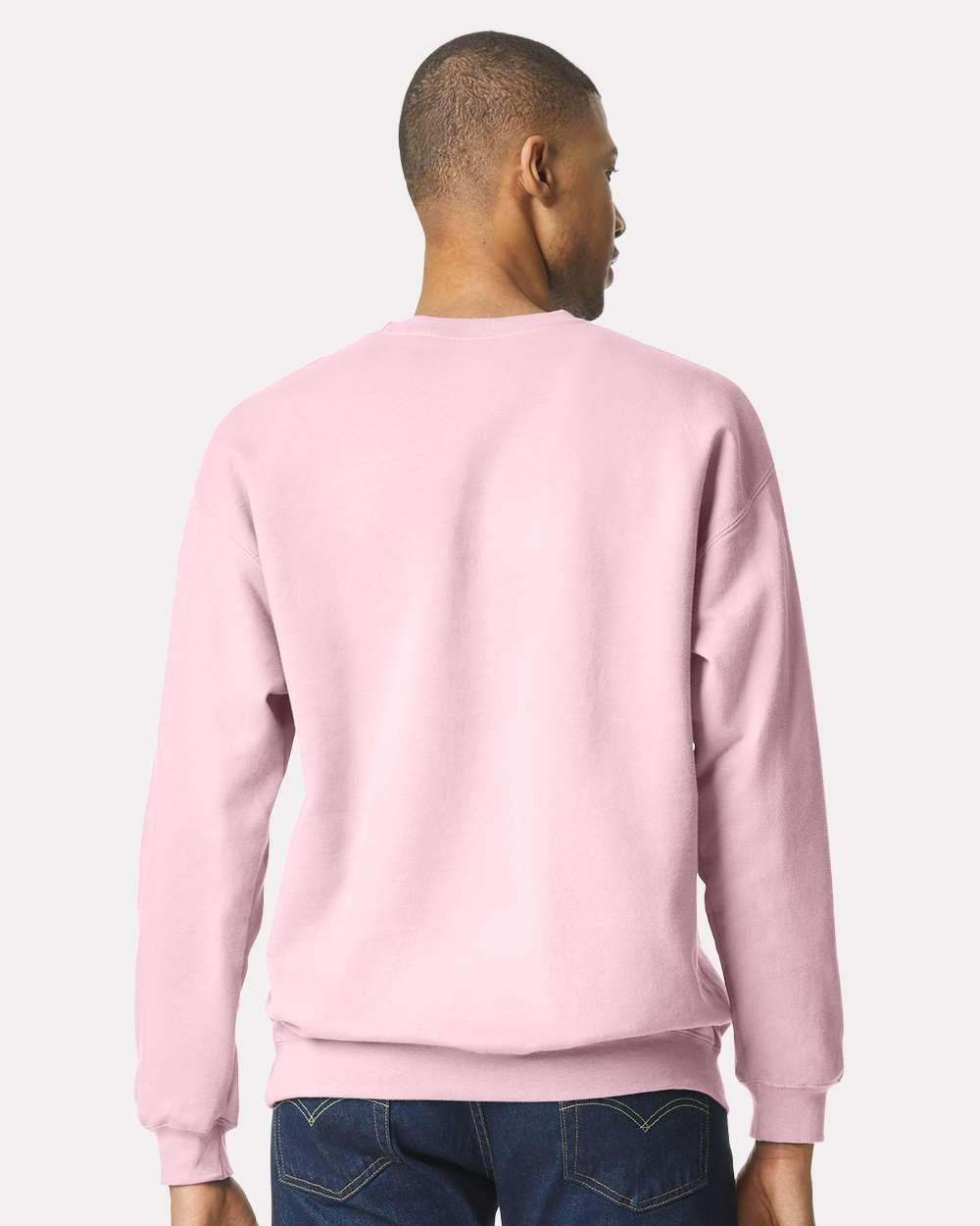 Unisex Softstyle® Midweight Crewneck Sweatshirt - OnModelBack - B24060313 - Light Pink
