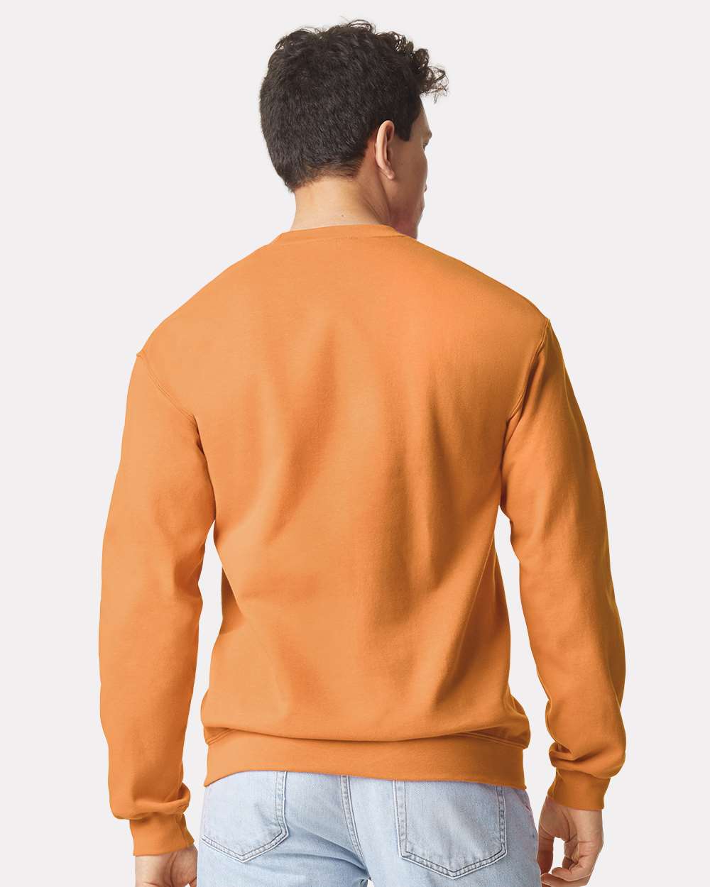Unisex Softstyle® Midweight Crewneck Sweatshirt - OnModelBack - B24060423 - Tangerine