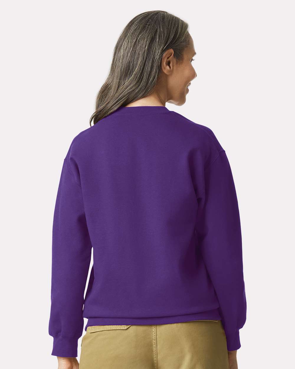 Unisex Softstyle® Midweight Crewneck Sweatshirt - OnModelBack - B24060433 - Purple