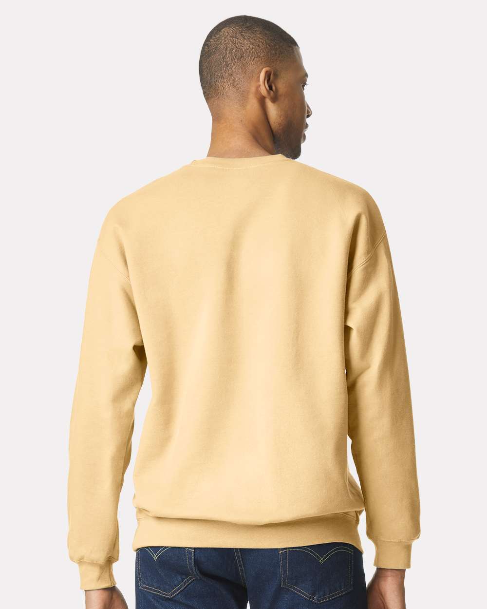 Unisex Softstyle® Midweight Crewneck Sweatshirt - OnModelBack - B24060443 - Yellow Haze