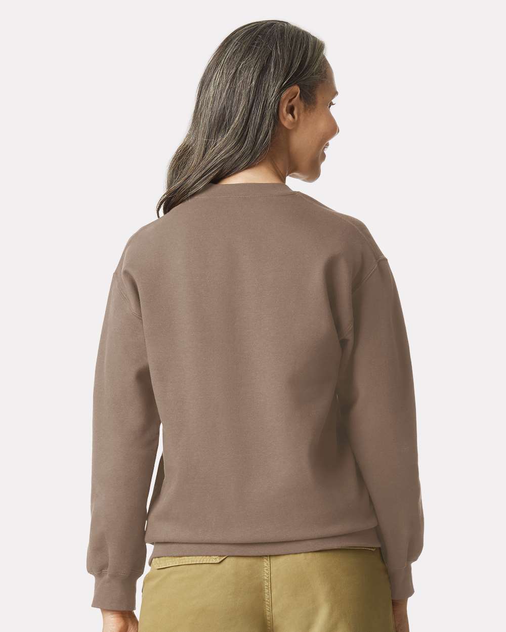 Unisex Softstyle® Midweight Crewneck Sweatshirt - OnModelBack - B24060453 - Brown Savana