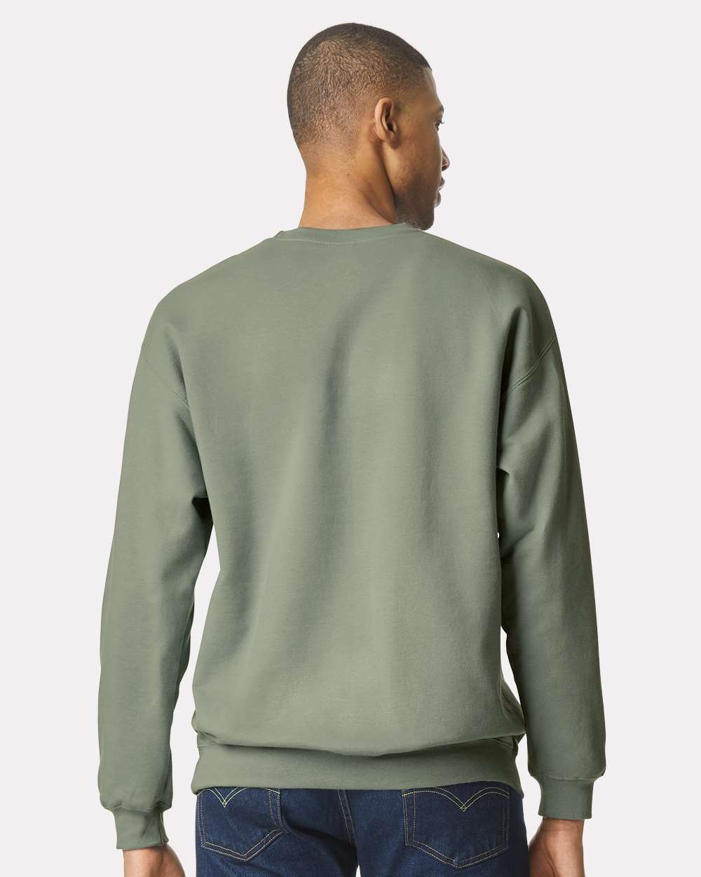 Unisex Softstyle® Midweight Crewneck Sweatshirt - OnModelBack - B24060463 - Sage