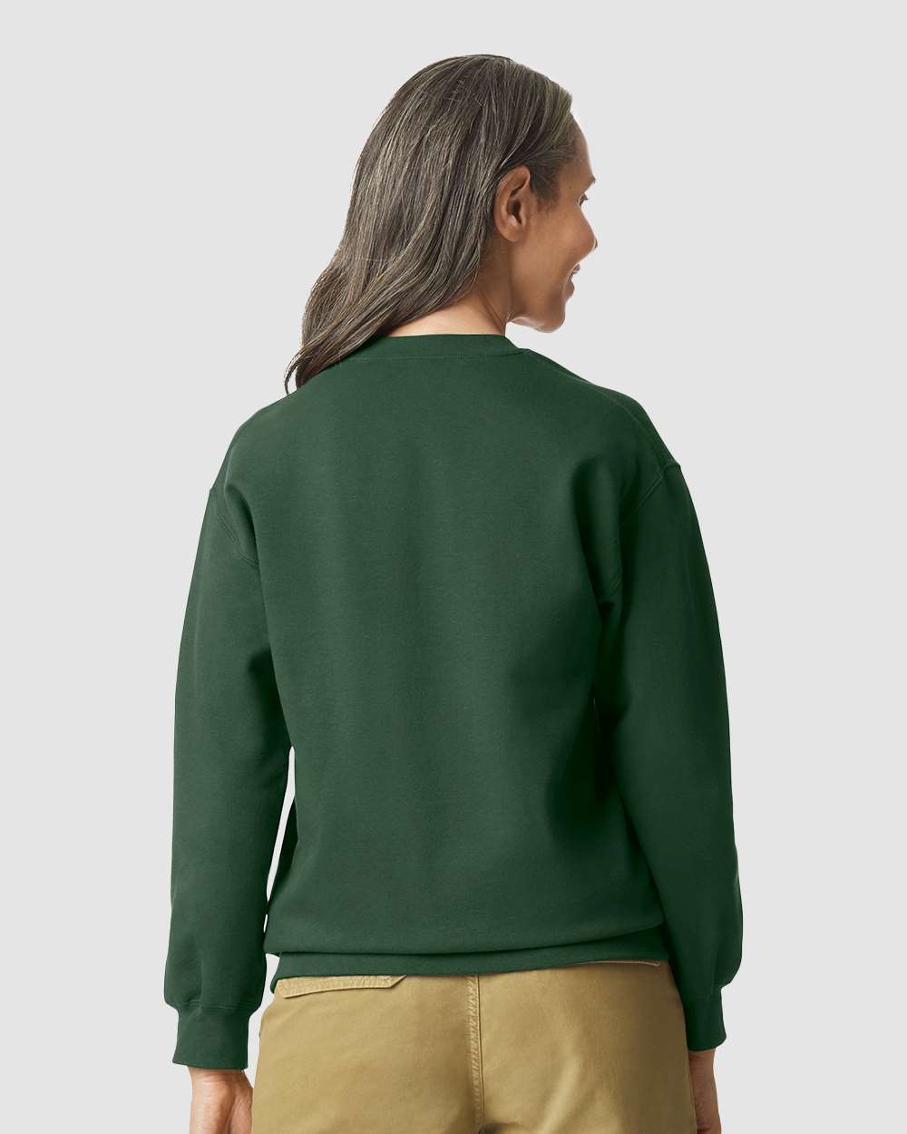 Unisex Softstyle® Midweight Crewneck Sweatshirt - OnModelBack - B24060543 - Forest Green