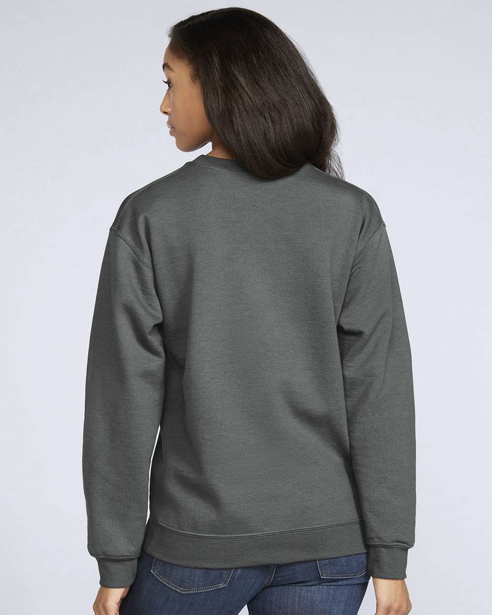 Unisex Softstyle® Midweight Crewneck Sweatshirt - OnModelBack - B24060563 - Charcoal