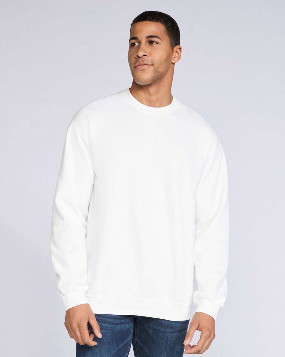 Unisex Softstyle® Midweight Crewneck Sweatshirt - OnModelFront - B24060003 - White