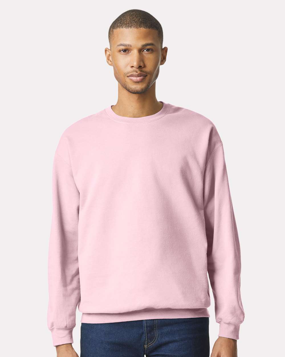 Unisex Softstyle® Midweight Crewneck Sweatshirt - OnModelFront - B24060313 - Light Pink