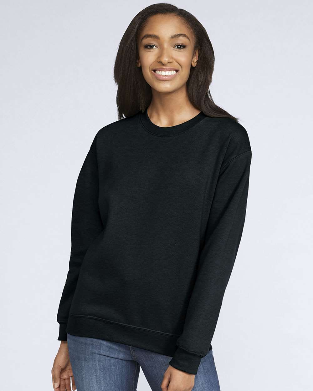 Unisex Softstyle® Midweight Crewneck Sweatshirt - OnModelFront - B24060503 - Black