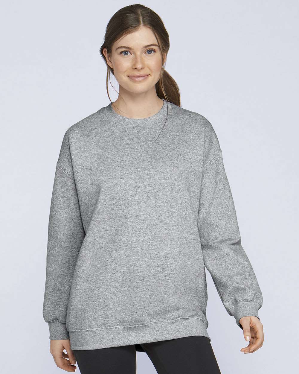Unisex Softstyle® Midweight Crewneck Sweatshirt - OnModelFront - B24060583 - Sport Grey