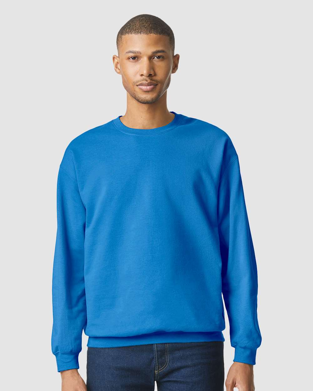 Unisex Softstyle® Midweight Crewneck Sweatshirt - OnModelFront - B24060643 - Royal