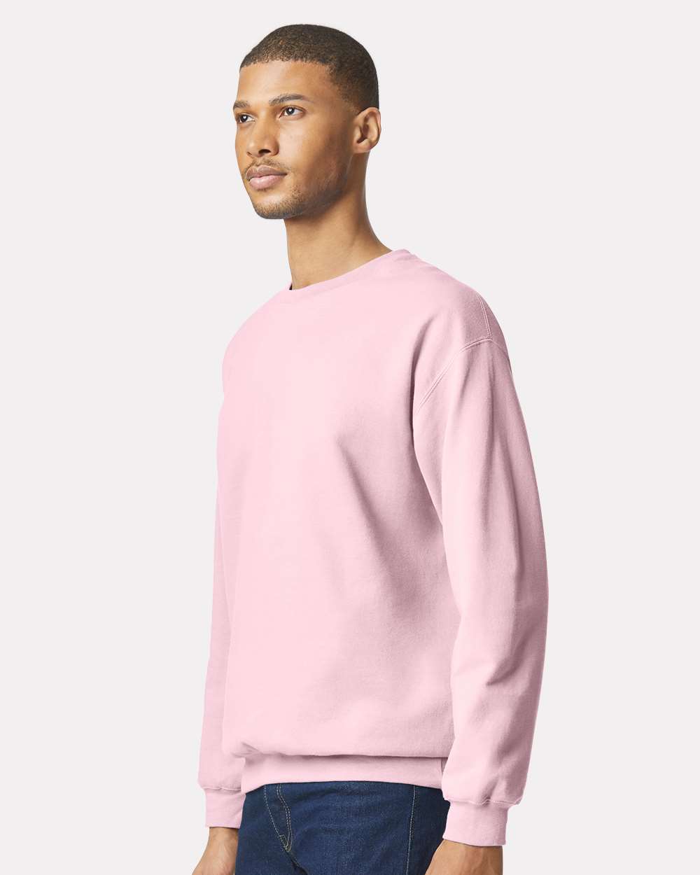 Unisex Softstyle® Midweight Crewneck Sweatshirt - OnModelSide - B24060313 - Light Pink