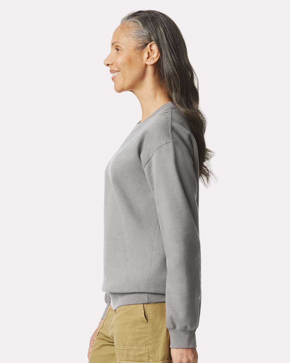 Unisex Softstyle® Midweight Crewneck Sweatshirt - OnModelSide - B24060413 - Cement