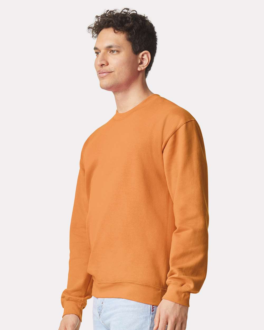 Unisex Softstyle® Midweight Crewneck Sweatshirt - OnModelSide - B24060423 - Tangerine