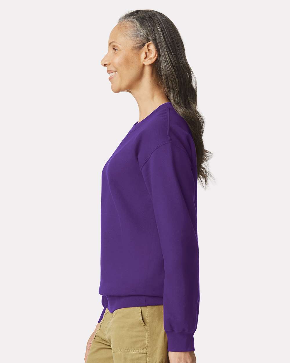 Unisex Softstyle® Midweight Crewneck Sweatshirt - OnModelSide - B24060433 - Purple
