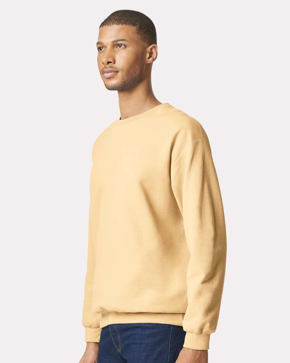 Unisex Softstyle® Midweight Crewneck Sweatshirt - OnModelSide - B24060443 - Yellow Haze