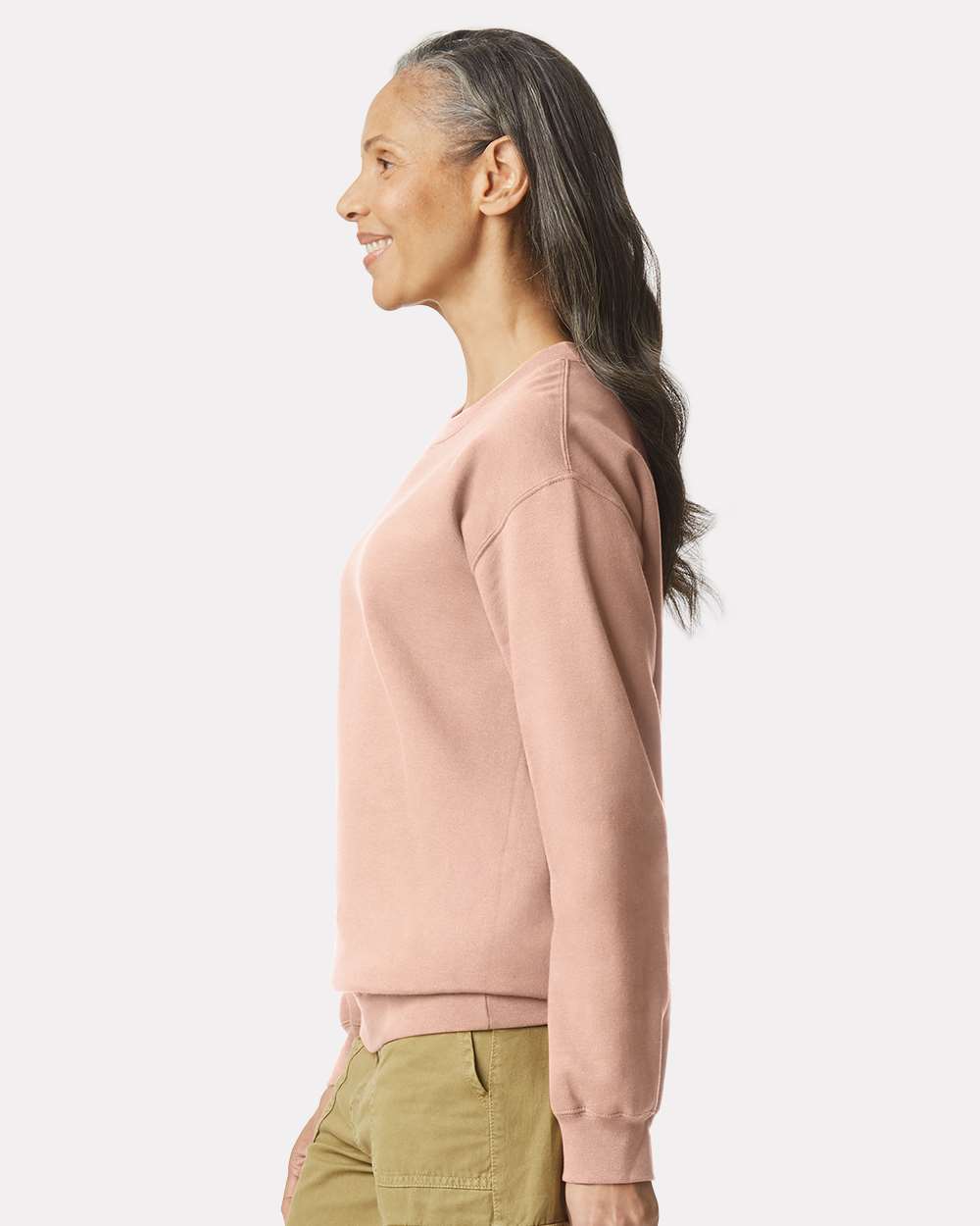 Unisex Softstyle® Midweight Crewneck Sweatshirt - OnModelSide - B24060473 - Dusty Rose