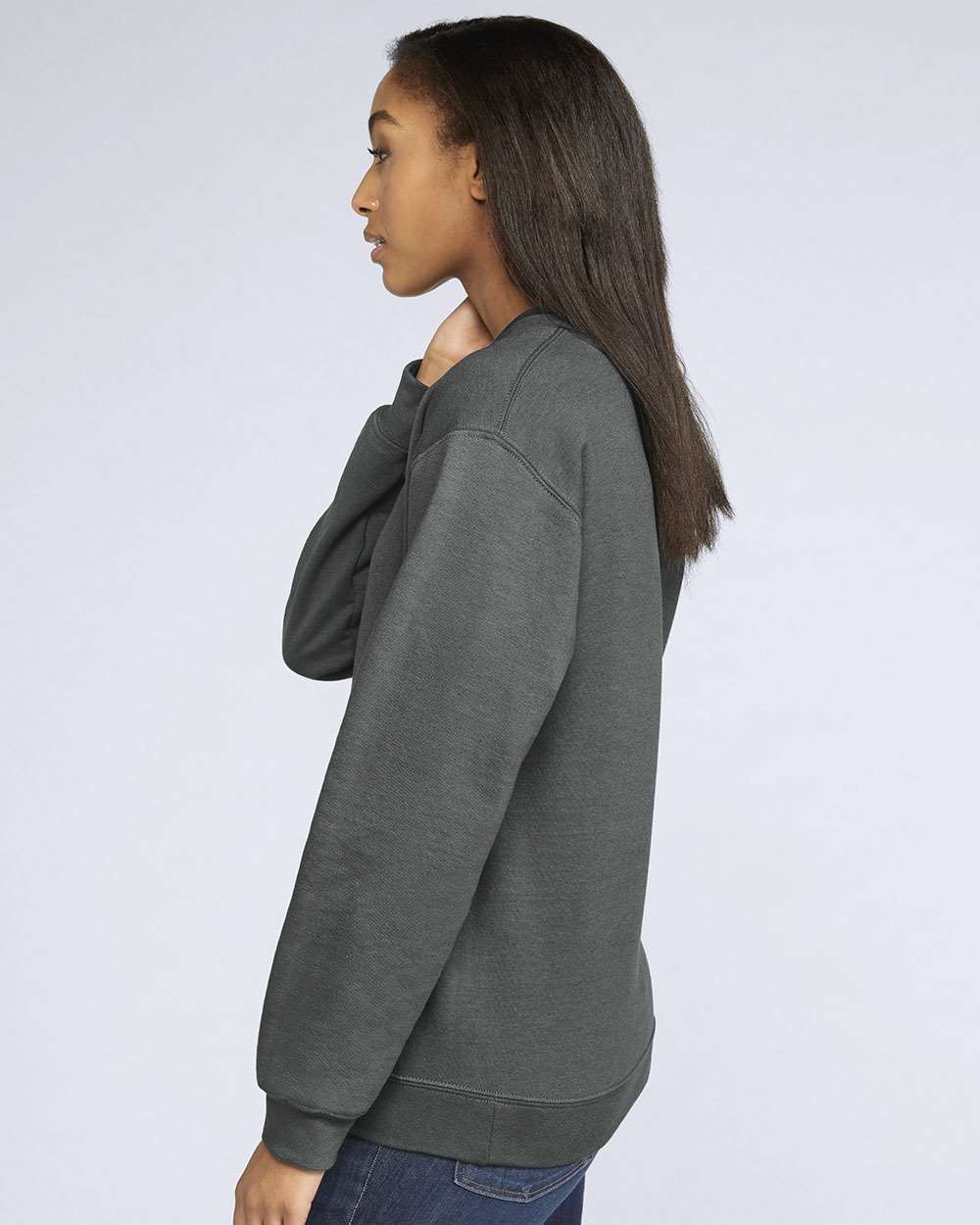 Unisex Softstyle® Midweight Crewneck Sweatshirt - OnModelSide - B24060563 - Charcoal
