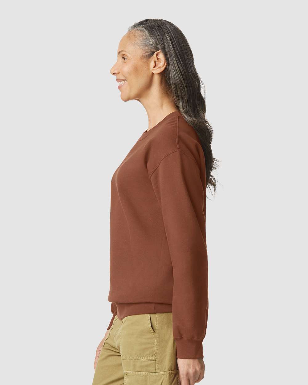 Unisex Softstyle® Midweight Crewneck Sweatshirt - OnModelSide - B24060603 - Cocoa