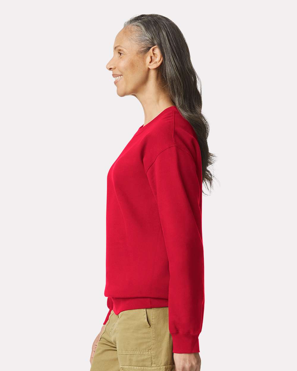Unisex Softstyle® Midweight Crewneck Sweatshirt - OnModelSide - B24060713 - Red