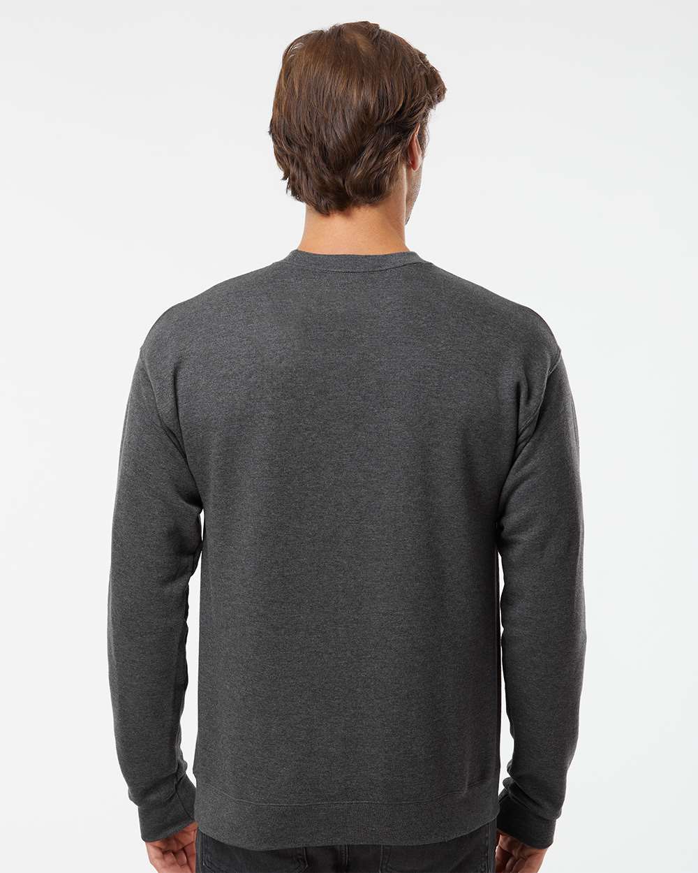 Unisex Perfect Sweats Crewneck Sweatshirt - OnModelBack - B02800093 - Charcoal Heather