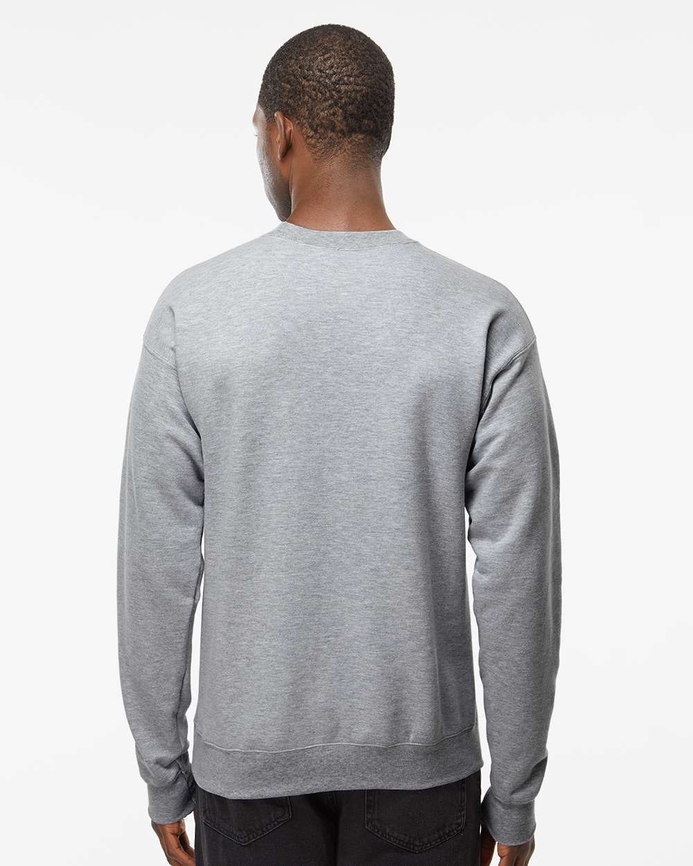 Unisex Perfect Sweats Crewneck Sweatshirt - OnModelBack - B02800583 - Light Steel