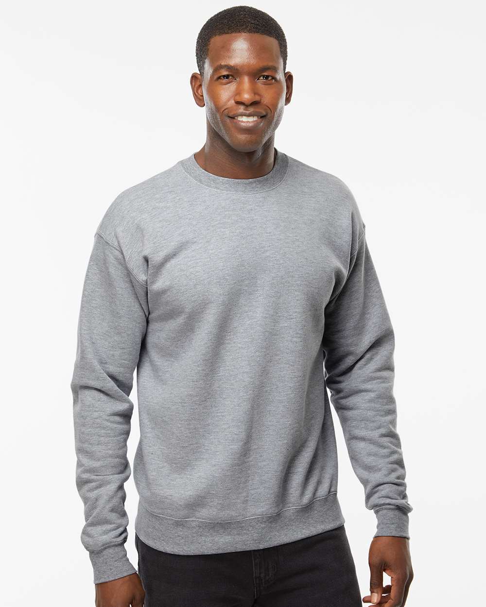 Unisex Perfect Sweats Crewneck Sweatshirt - OnModelFront - B02800583 - Light Steel