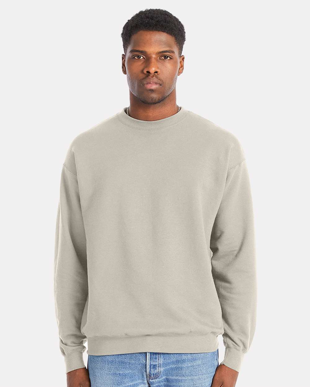 Unisex Perfect Sweats Crewneck Sweatshirt - OnModelFront - B02800733 - Sand
