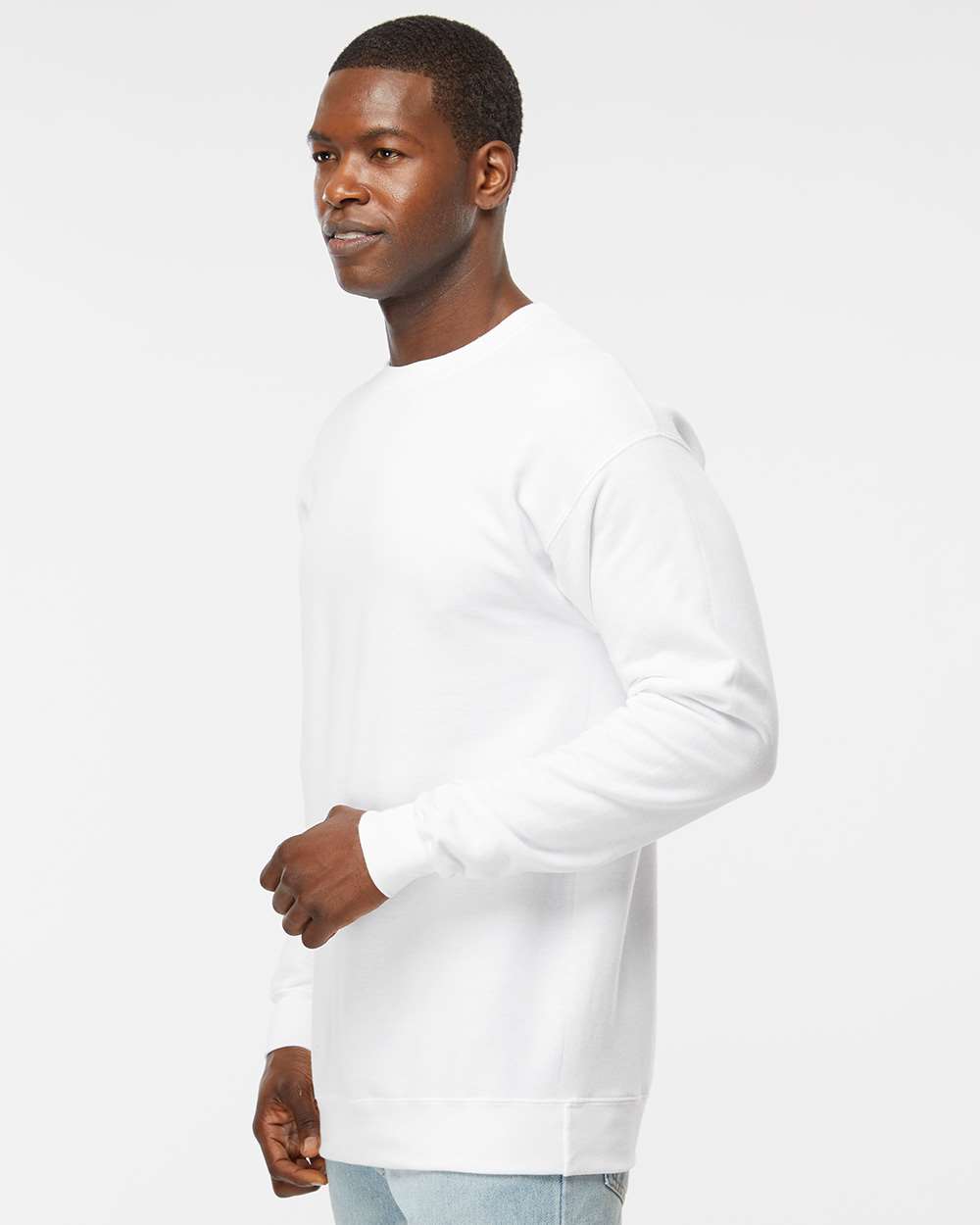 Unisex Perfect Sweats Crewneck Sweatshirt - OnModelSide - B02800003 - White