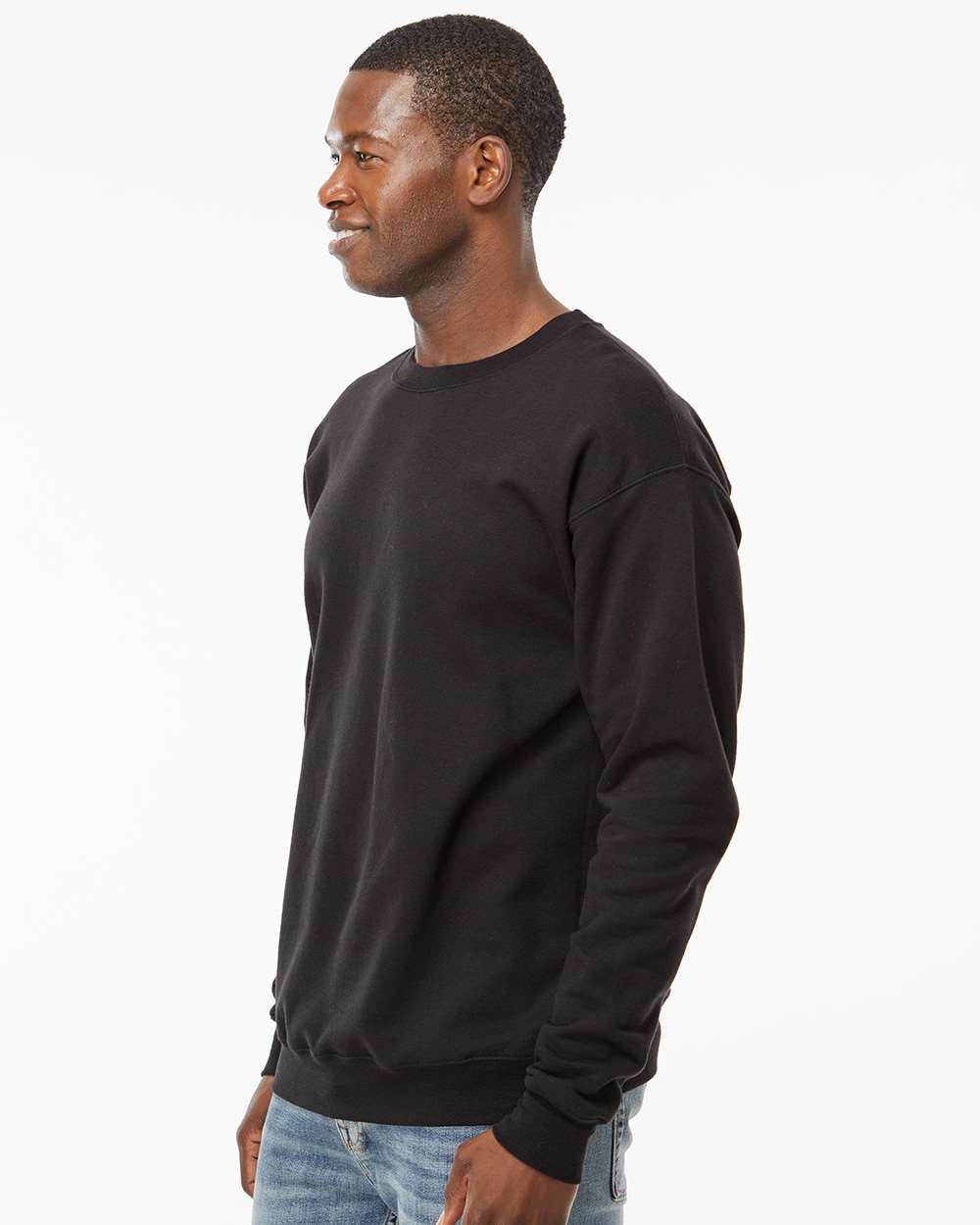 Unisex Perfect Sweats Crewneck Sweatshirt - OnModelSide - B02800503 - Black