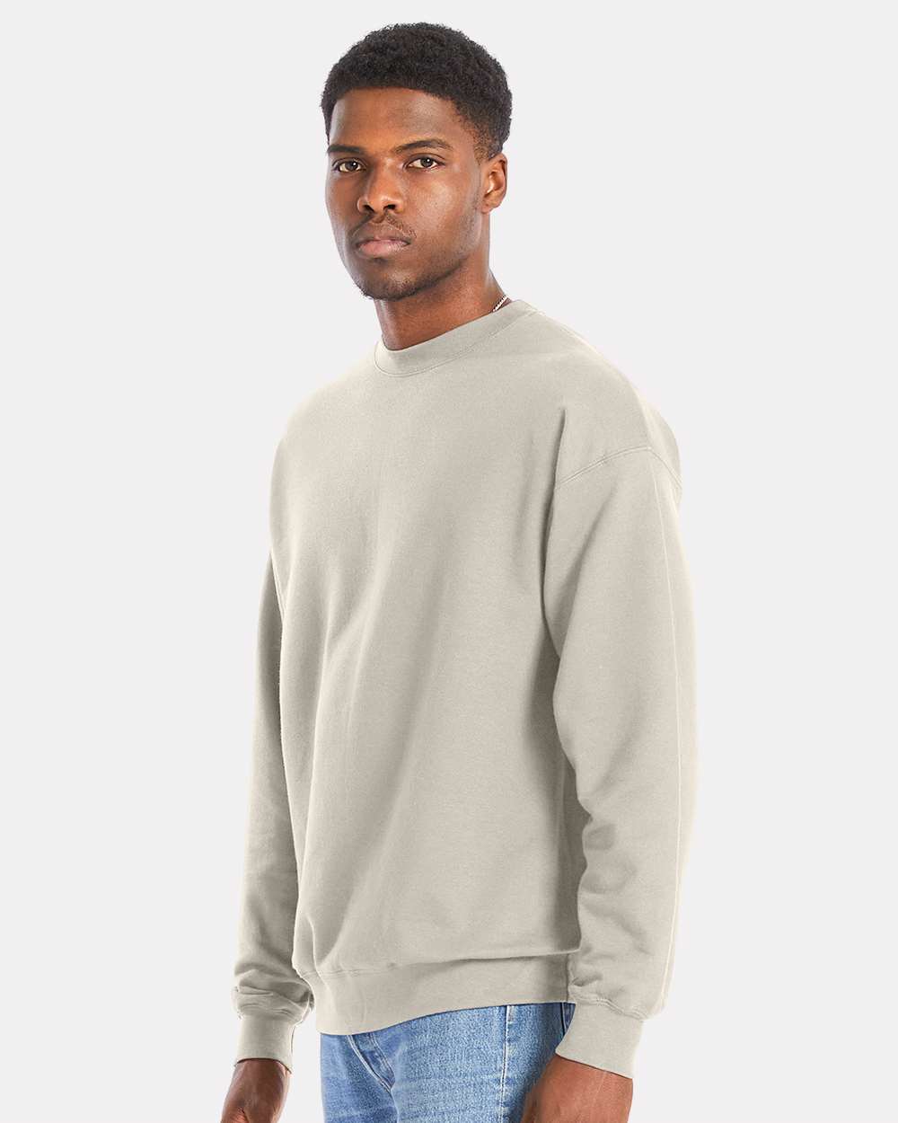 Unisex Perfect Sweats Crewneck Sweatshirt - OnModelSide - B02800733 - Sand