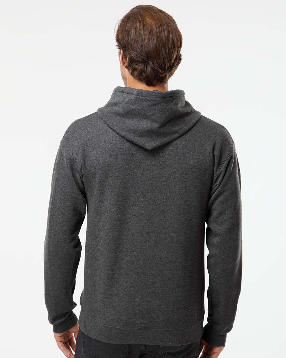 Unisex Perfect Sweats Hooded Sweatshirt - OnModelBack - B02900093 - Charcoal Heather