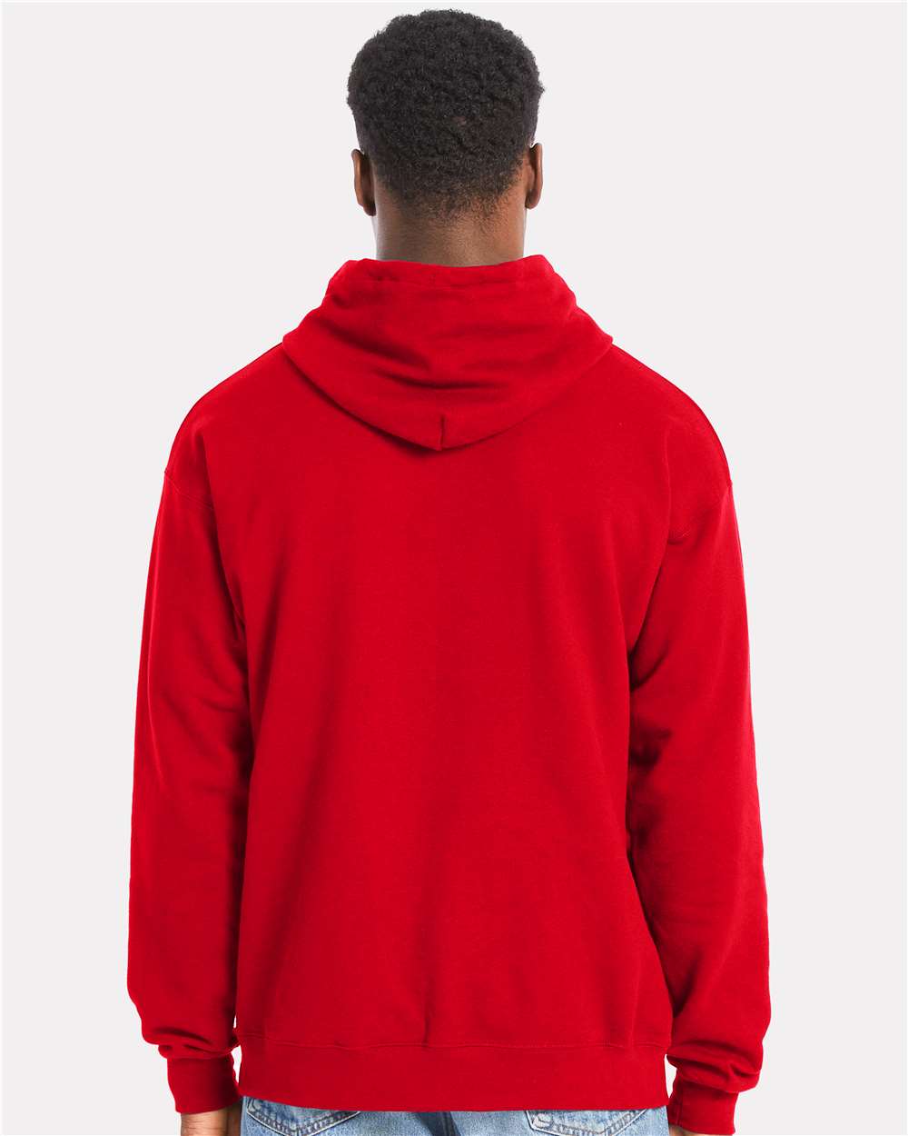 Unisex Perfect Sweats Hooded Sweatshirt - OnModelBack - B02900103 - Athletic Red