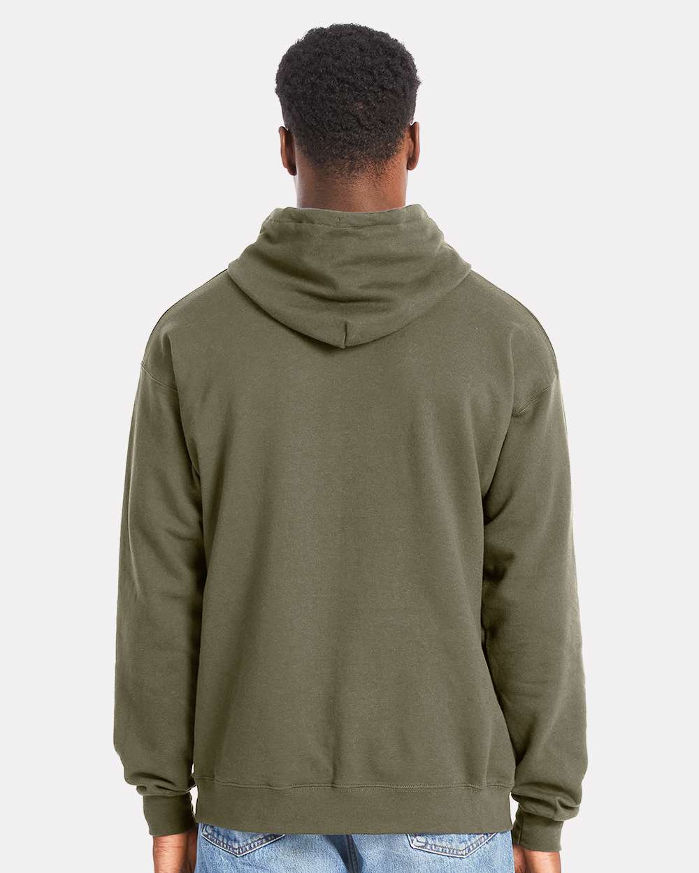 Unisex Perfect Sweats Hooded Sweatshirt - OnModelBack - B02900643 - Fatigue Green