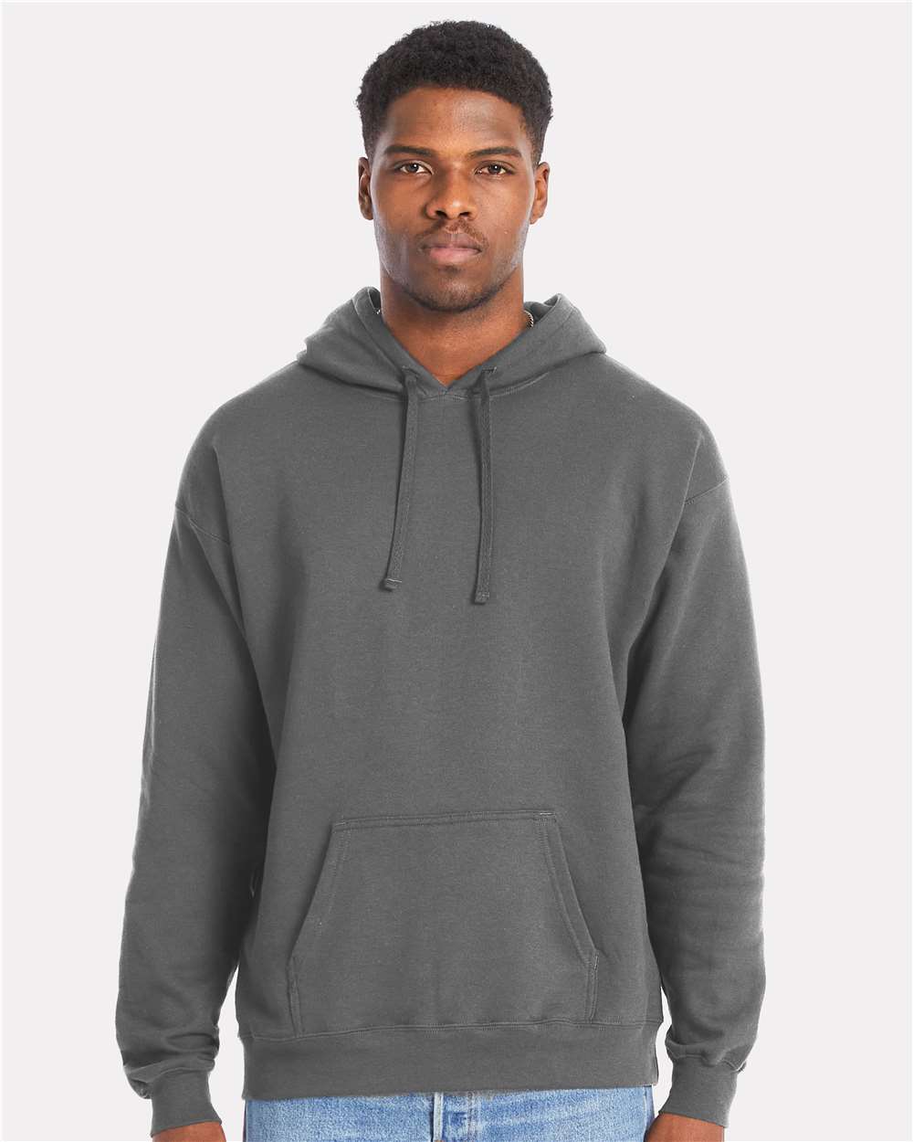 Unisex Perfect Sweats Hooded Sweatshirt - OnModelFront - B02900513 - Smoke Grey