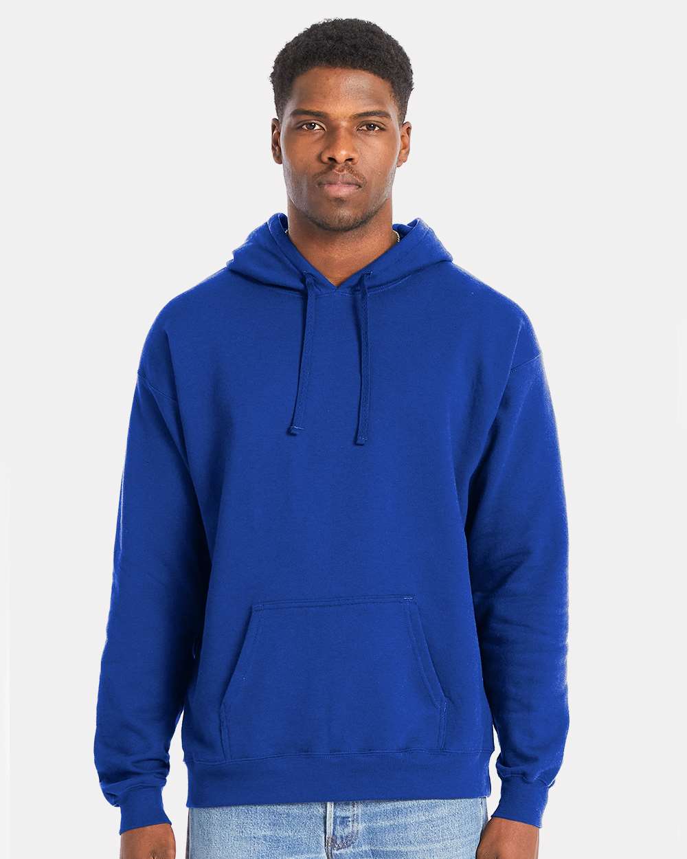 Unisex Perfect Sweats Hooded Sweatshirt - OnModelFront - B02900883 - Deep Royal