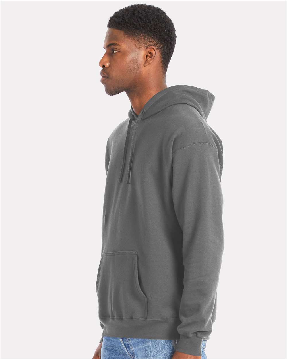 Unisex Perfect Sweats Hooded Sweatshirt - OnModelSide - B02900513 - Smoke Grey