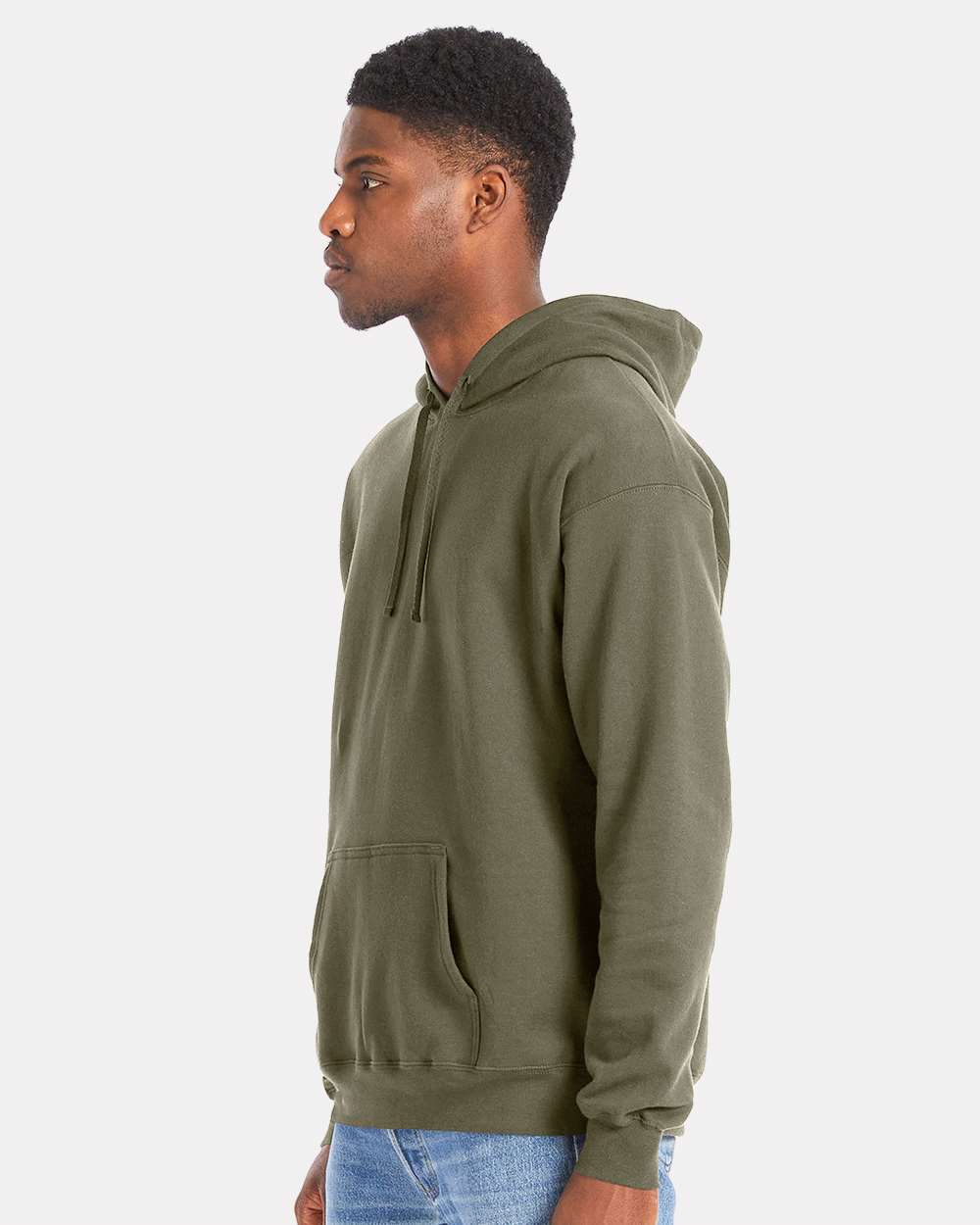 Unisex Perfect Sweats Hooded Sweatshirt - OnModelSide - B02900643 - Fatigue Green