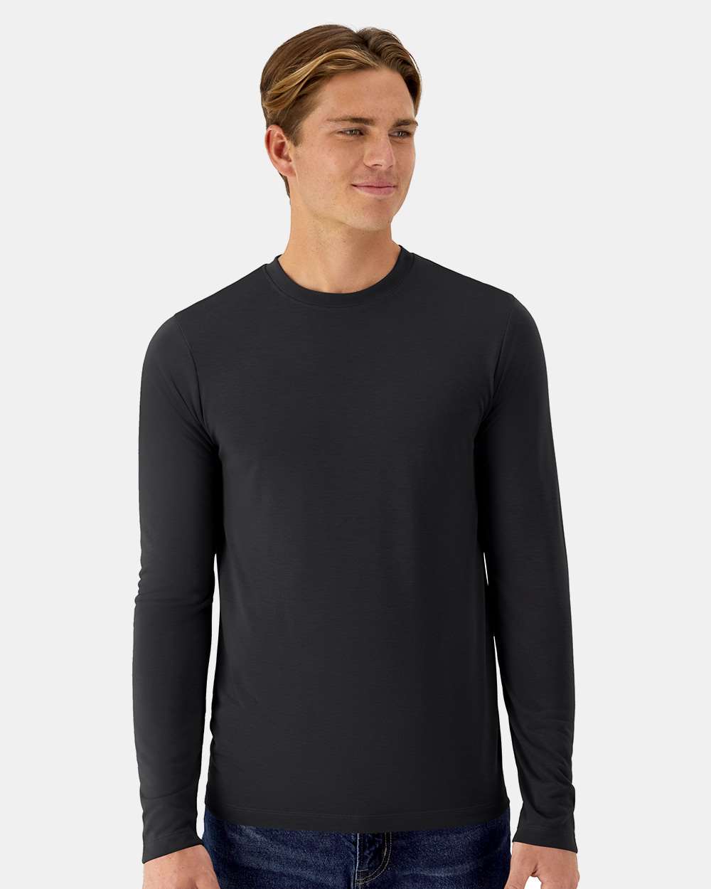 Unisex Cool DRI® Cotton Touch Long Sleeve T-Shirt - OnModelFront - B10100503 - Black