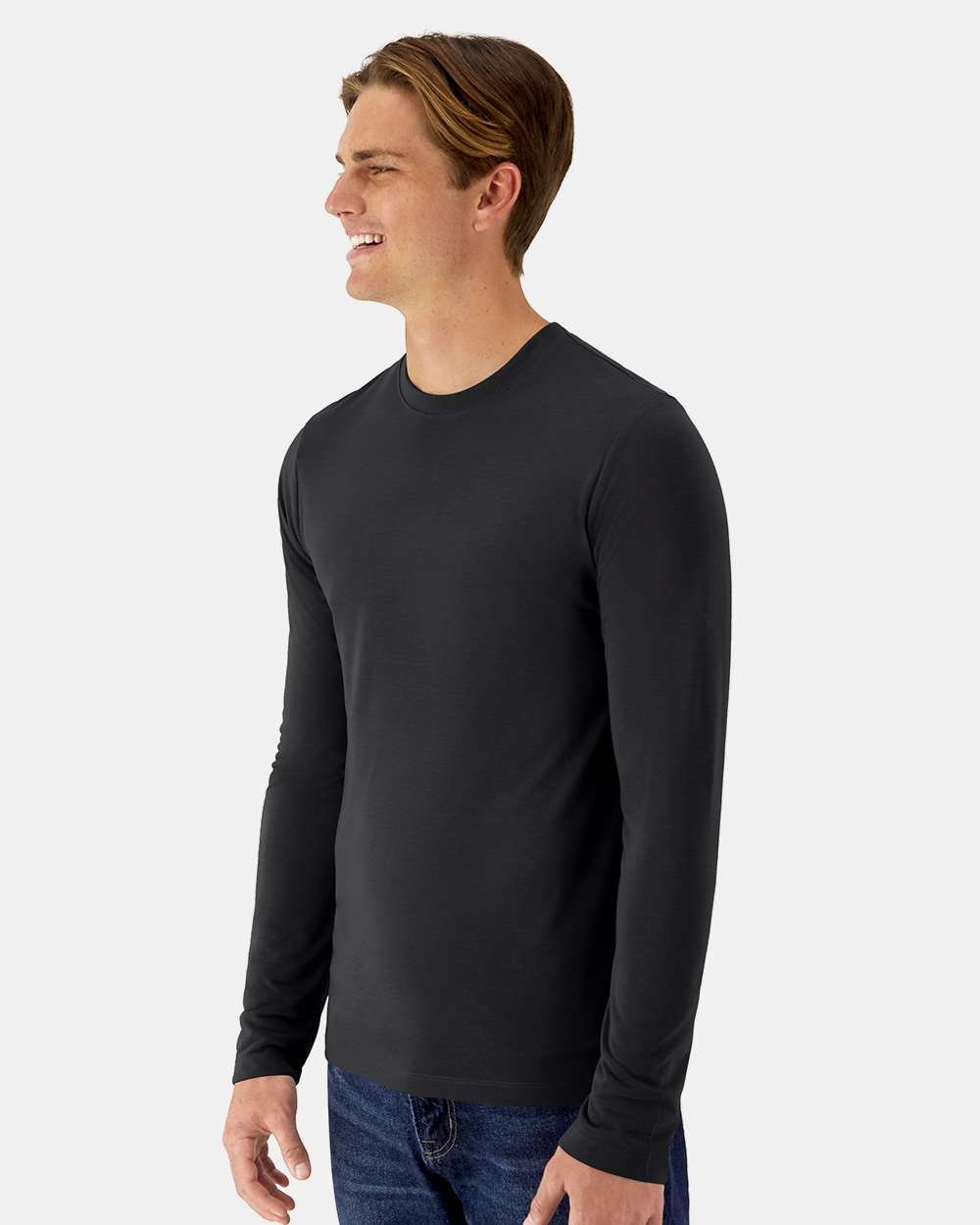 Unisex Cool DRI® Cotton Touch Long Sleeve T-Shirt - OnModelSide - B10100503 - Black