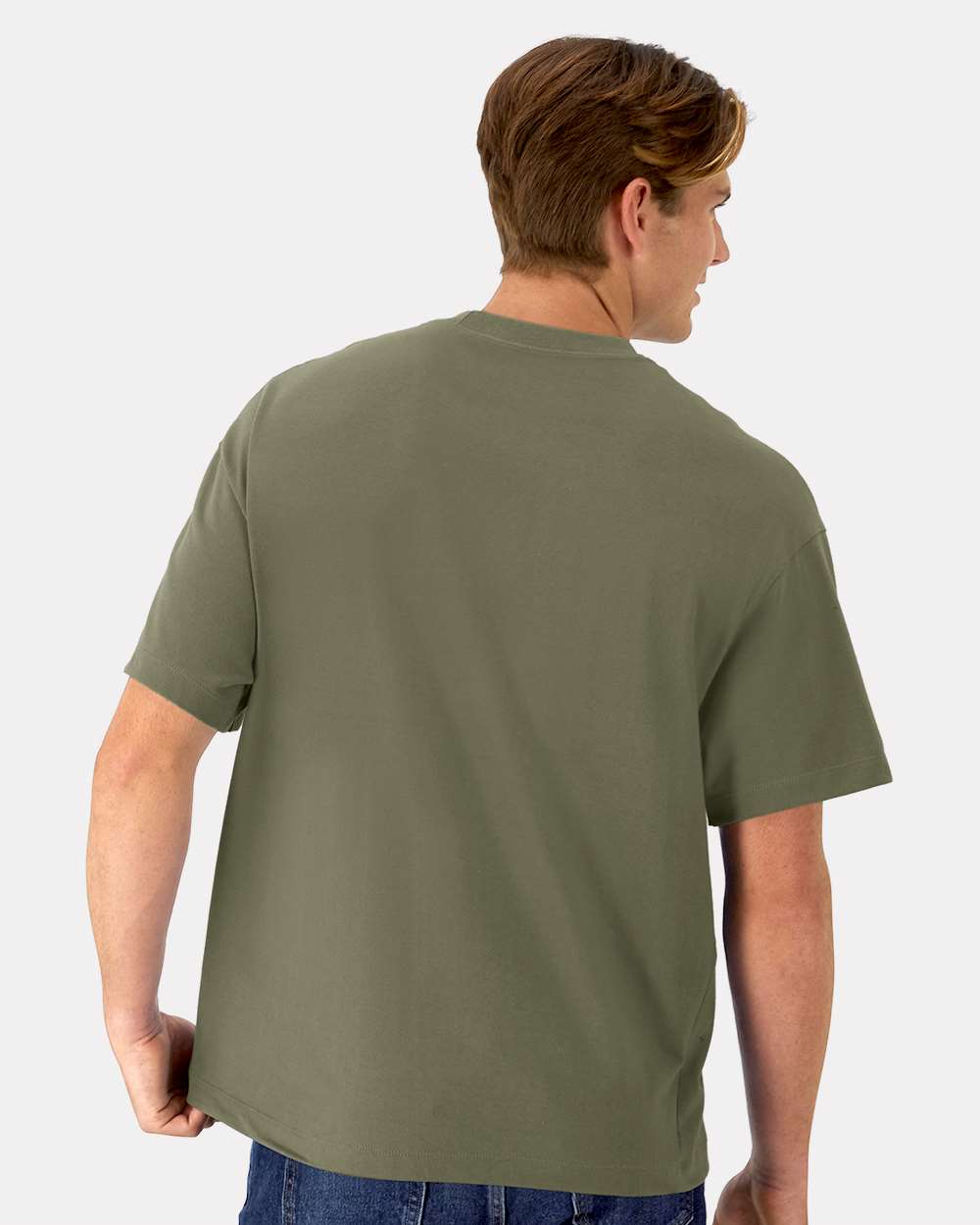 Beefy-T® Retro Street T-Shirt - OnModelBack - B10300193 - Fatigue Green