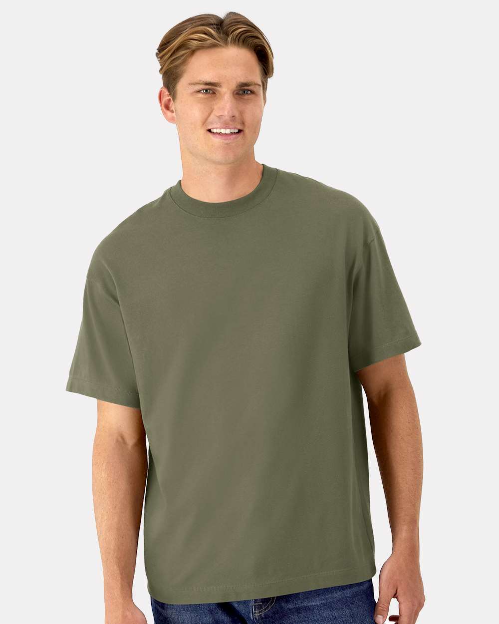 Beefy-T® Retro Street T-Shirt - OnModelFront - B10300193 - Fatigue Green