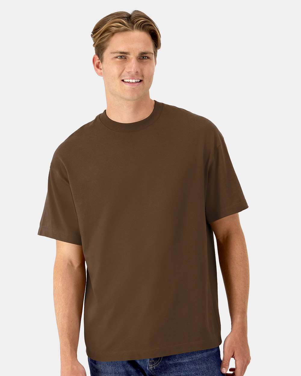 Beefy-T® Retro Street T-Shirt - OnModelFront - B10300553 - Army Brown