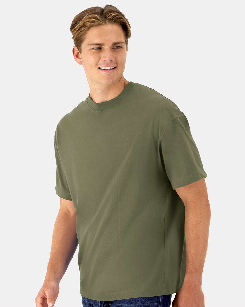 Beefy-T® Retro Street T-Shirt - OnModelSide - B10300193 - Fatigue Green