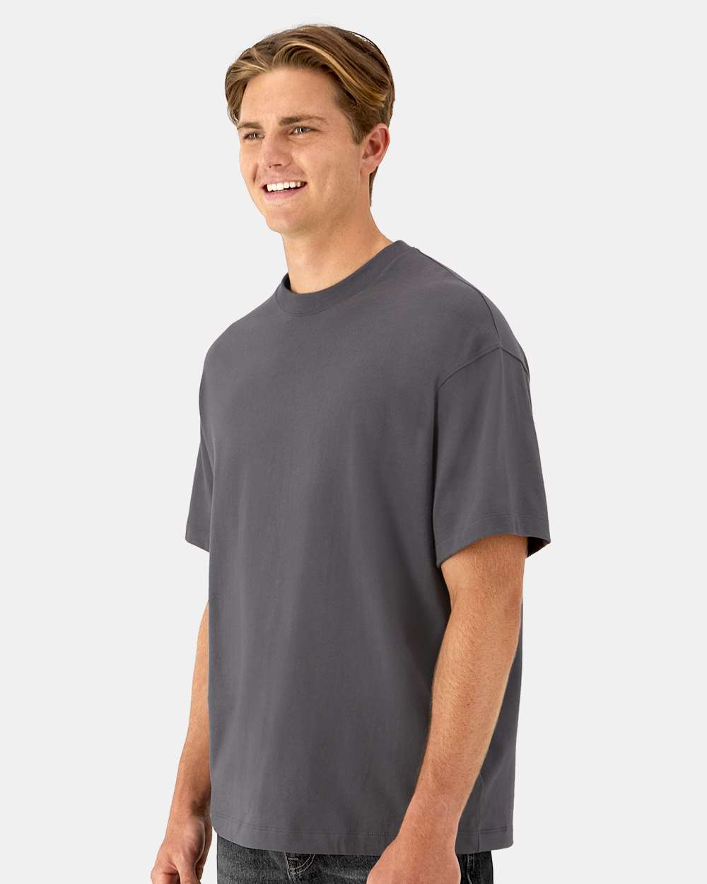 Beefy-T® Retro Street T-Shirt - OnModelSide - B10300513 - Smoke Grey