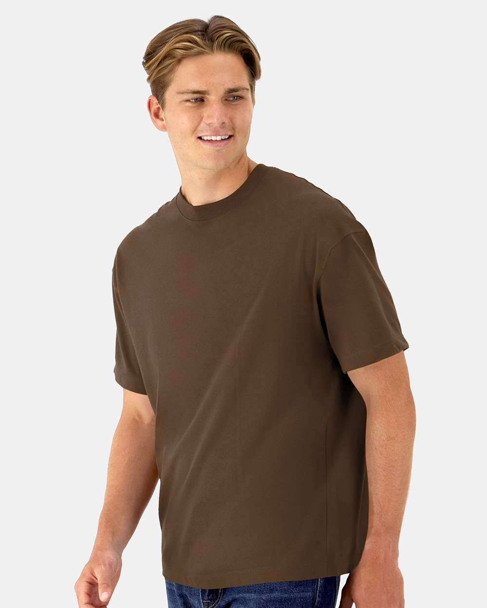 Beefy-T® Retro Street T-Shirt - OnModelSide - B10300553 - Army Brown
