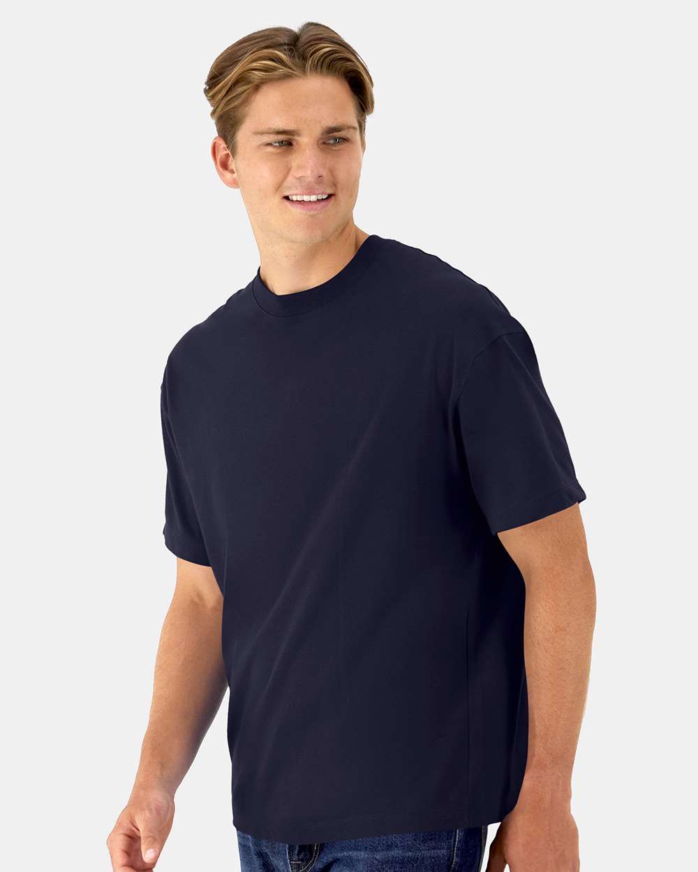 Beefy-T® Retro Street T-Shirt - OnModelSide - B10300653 - Athletic Navy