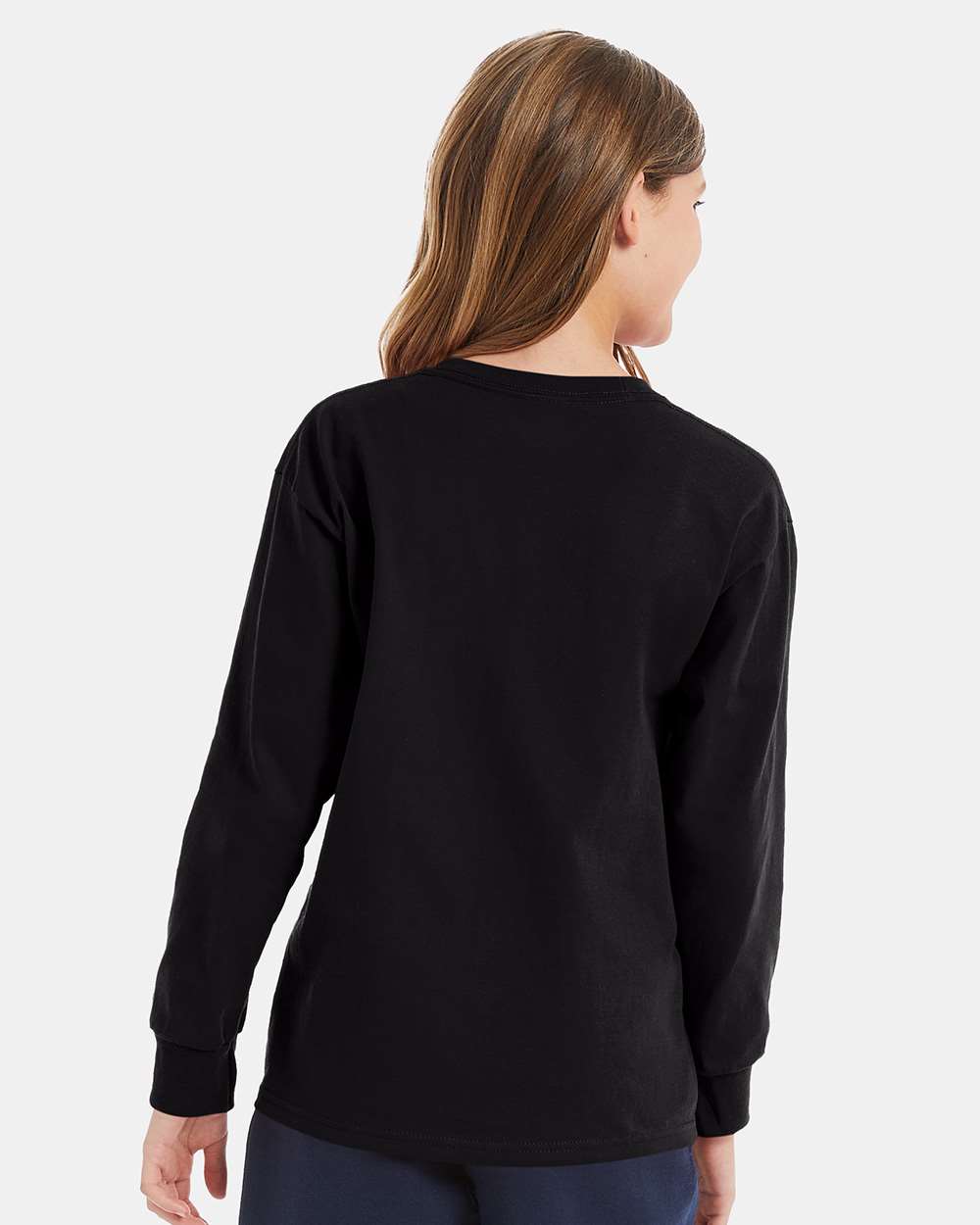 Youth Authentic Long Sleeve T-Shirt - OnModelBack - B34000502 - Black