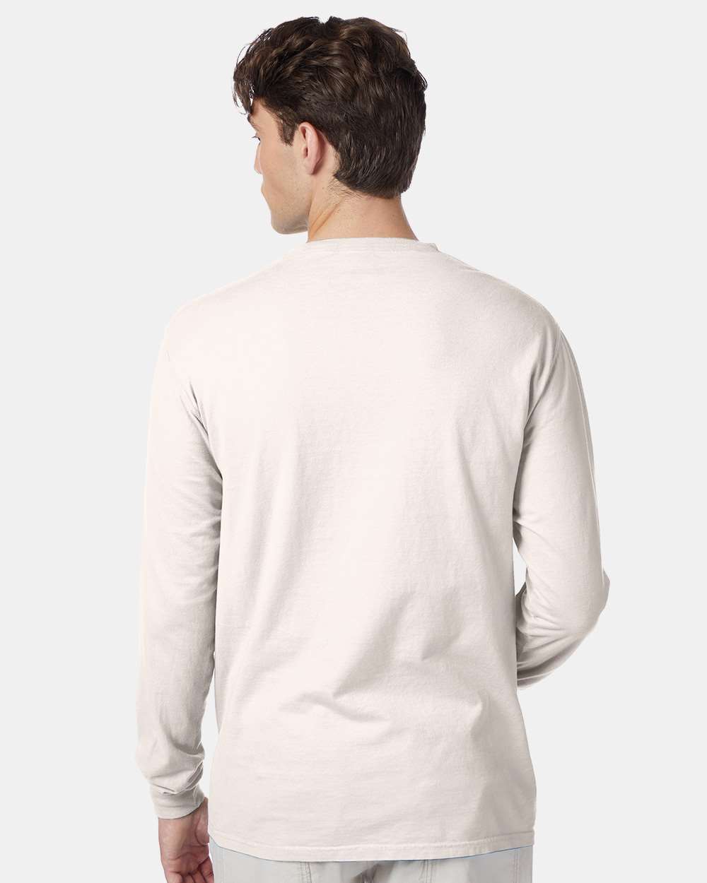 Unisex Beefy-T® Long Sleeve T-Shirt - OnModelBack - B08700243 - Natural